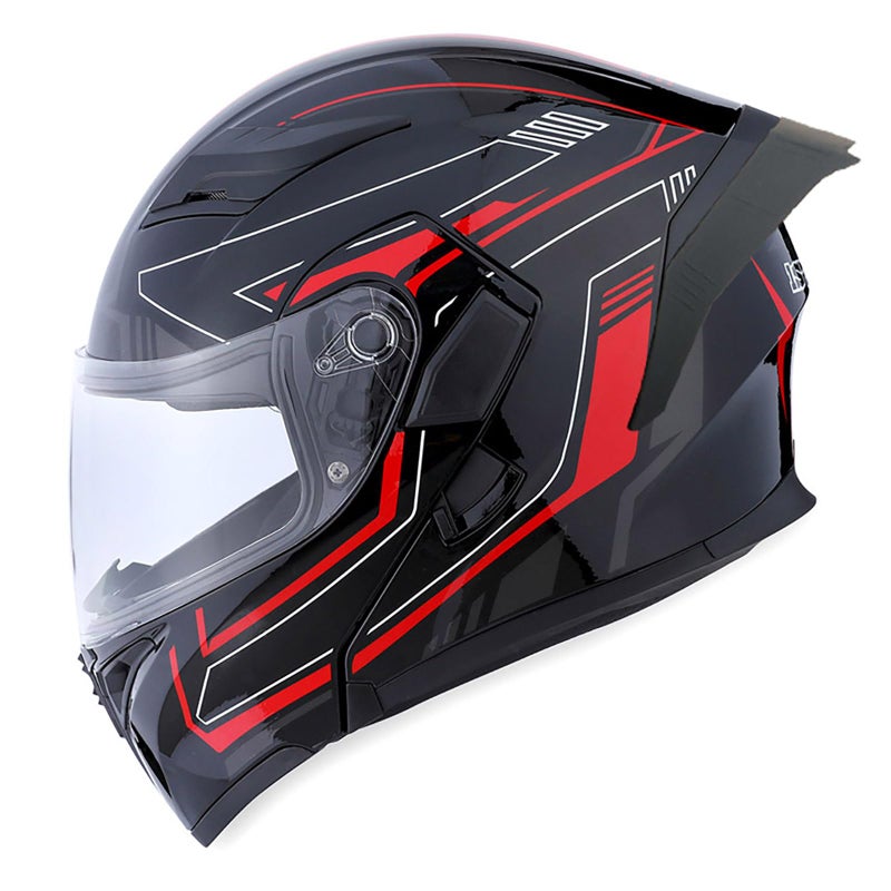 1Storm Motorcycle Modular Full Face Helmet Flip up Dual Visor Sun Shield: HB89 Arrow Red - Image 5